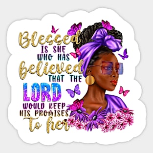 Blessed Is She Who Has Believed Black Woman, Afro Woman, Blessed Afro, Christian Sticker